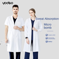 Nouvelle tendance professionnel de haute qualité hôpital médecin blouse de laboratoire vêtements de travail à manches longues et courtes laboratoire médical manteau blanc