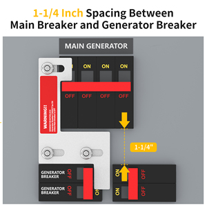 Kit de Panel de Controlador de <span class=keywords><strong>Generador</strong></span> Profesional de 150-200 Amperios con Interruptor de Bloqueo, Espaciado de 1-1/4 Pulgadas Entre el Interruptor Principal y el de Ramificación - Product Image 2