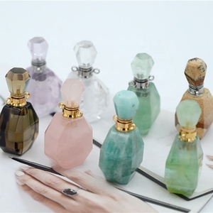 Collar <span class=keywords><strong>de</strong></span> botella <span class=keywords><strong>de</strong></span> Perfume <span class=keywords><strong>de</strong></span> piedra, difusor <span class=keywords><strong>de</strong></span> aceite, Vial <span class=keywords><strong>de</strong></span> cristal, cristal curativo, piedras crudas, envío directo - Product Image 1