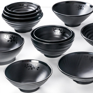 Tazón de Melamina Negro A5, Tazón de Plástico Imitación Porcelana Comercial, Tazón Grande para Hot Pot Picante, Tazón para Sopa, Fideos de Arroz - Product Image 1