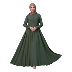 Nouvelle Abaya brodée grande taille pour femmes, vêtements islamiques, tissu uni respirant et léger, longueur midi, prêt à porter avec hijab - Product Image 1