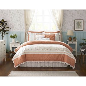 Juego de edredón con estampado floral DB de 9 piezas, 100% algodón, percal, estilo simple para bodas en casa, disponible en tamaños King Super King - Product Image 5