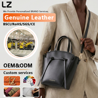 Tas Tote Kulit Asli LZ Custom Logo untuk Wanita, Tas Tangan Kapasitas Besar, Tas Selempang Bahu dengan Tali Bahu yang Dapat Dilepas