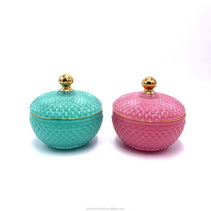 GEO cut daire yuvarlak balmumu fincan yeni stil sarı cam 4oz 12oz mum kavanoz perakende şeker kavanozu perakende depolama ev dekor BR - Product Image 2