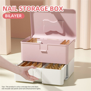 Double Layer Plastic Nail <b>Storage</b> <b>Box</b> Multifunctional Manicure <b>Tool</b> Case for Nail Lamp Glue Supplies Home Organizer Kit - Product Image 2