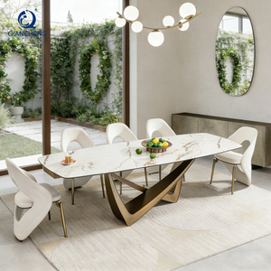 Хит продаж, обеденный стол с 8 стульями, 12 мм, керамический Мраморный Стол, недорогая современная мебель для дома, выдвижные наборы обеденного стола - Product Image 1
