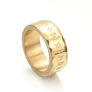 義烏Aceonステンレス鋼部族サイン刻印メンズシックバンドゴールド彫刻スタイリッシュエッジヒーローバイキングシンボルリング - Product Image 1