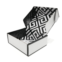Boîte d'expédition en carton noir et blanc au design simple, vente en gros, boîte d'emballage en papier ondulé imprimée recto verso