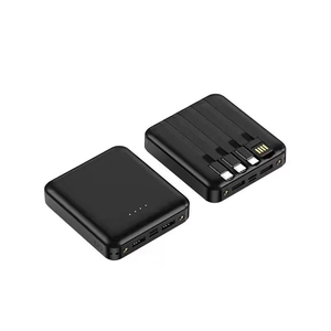 Promotional Cheapest Mobile Power Bank 5000mAh 10000mAh Mini External Phone Battery Portable Wallet Powerbank With 4 Cables