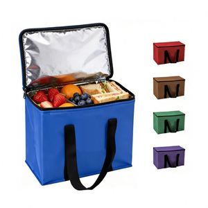 Sac isotherme imperméable non tissé avec fermeture éclair, motif lettres, grande capacité pour boissons froides/chaudes et conservation des aliments - Product Image 1