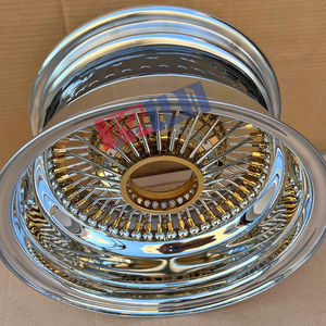 13-Zoll-Felgen und 14x7 Dreifach-Gold Speichenrad mit Goldnippeln - Product Image 2