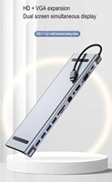 Hub USB C 11 en 1 de Alta Calidad, Estación de Acoplamiento Multipuerto, Monitor 4K HDTV, RJ45, Audio, SD, TF, PD100W, Adaptador de Hubs USB, en Stock