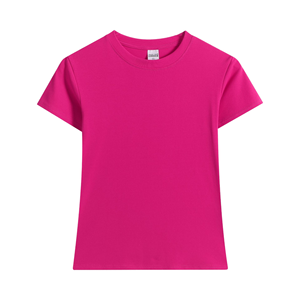 Camisetas de Cuello Redondo Y2K para Mujer, 92% Algodón, 8% Elastano, Tejido Liso Teñido, Transpirable, Ecológico, Elástico, Corte Ajustado - Product Image 1