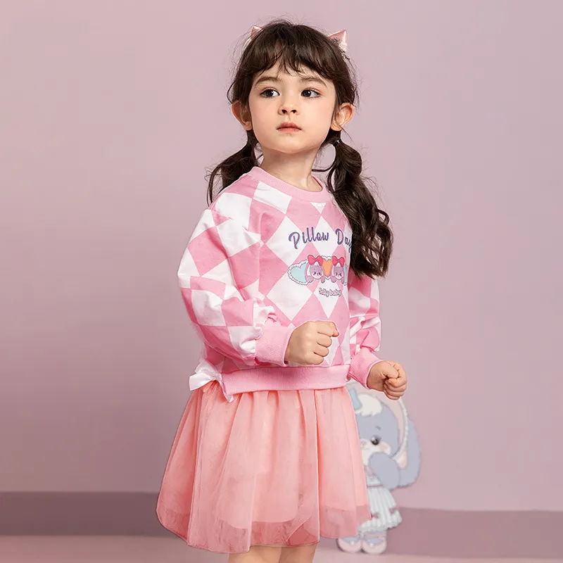 Sales Reasonable Price Autumn Winter Girls Hoodless Sweatshirt Fashion Short Gauze Skirt One-piece Girls Dresses