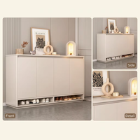 Meuble à chaussures en bois minimaliste moderne, étagère à chaussures quatre portes pour entrée, unité de rangement autoportante, taille personnalisable, mobilier de maison