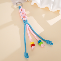 Porte-clés pendentif tissé à la main avec perles florales - Polyester