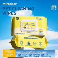 Mirodear 80pcs Tisu Hewan Peliharaan Ekstra Tebal 3D Pearl Embossed Tisu Perawatan Anjing Bebas Serat Penghilang Bau Tisu Basah Kucing