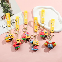 Vente en gros de porte-clés en PVC de dessins animés, poupées en peluche Bob l'éponge, Patrick Star et Squidward, jolis pendentifs pour sacs