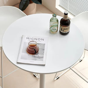 Table de salle à manger moderne blanche en métal aluminium avec cadre tubulaire style panneau en bois pour restaurant loisirs café usage extérieur intérieur - Product Image 3