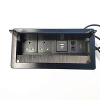 Meja kantor penutup Flip Inggris Desktop kotak soket daya dengan sikat USB dan port Data untuk meja konferensi