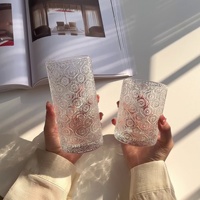 Verre à eau en verre gaufré motif floral Malus Spectabilis, verre à whisky, verre à boisson glacée pour la maison, la cuisine et la table à manger