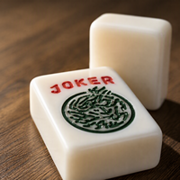 Set Mahjong Amerika Warna Ivory 166 Ubin Akrilik dengan Joker, Set Permainan Mahjong Ukiran Kustom Grosir OEM ODM