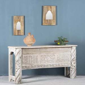 Console traditionnelle antique en bois massif étroit pour salle à manger, salon et chambre à coucher, meubles rustiques vintage pour la maison - Product Image 6