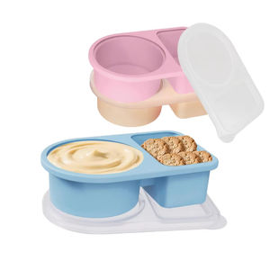 Recipientes de Silicona Reutilizables para Snacks con Tapas, Recipientes para Snacks con Doble Compartimento, Cajas Pequeñas para Snacks para Viajar - Product Image 1