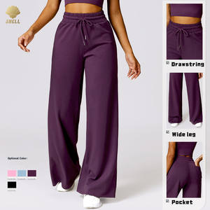 लुलुलुक्सीयाया नरम पॉलिएस्टर लाउंज आकस्मिक उच्च कमर ढीली फिट स्पोर्ट्स सीधे जॉगर पैंट महिलाओं चौड़े पैर - Product Image 2