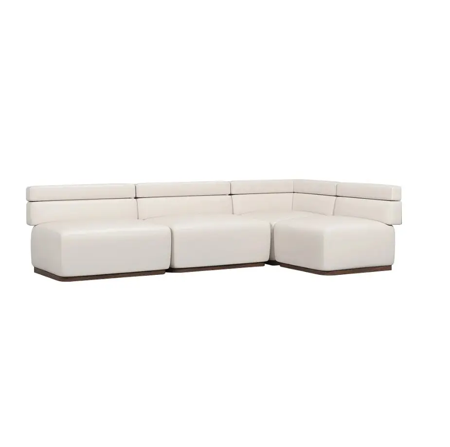 95 "Moderne L-Vormige Witte Hoek Faux Lederen Bekleding Modulaire Sectionele Floor Sofa