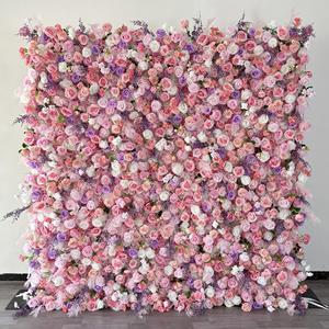Parete di <span class=keywords><strong>Fiori</strong></span> Artificiali di Alta Qualità con Supporto in Tessuto <span class=keywords><strong>Rosa</strong></span> |   Sfondo per Matrimonio e Decorazione Fotografica per Cerimonie Nuziali - Product Image 1
