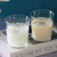 Verre à boire transparent de 340 ml (11 oz) avec impression de figurines mignonnes pour jus de fruits, lait, café, eau