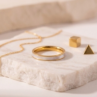 Ensemble de bagues tendance en acier inoxydable plaqué or 18 carats, or et argent, étanche, haute couleur, non allergène