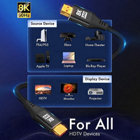 Câble HDTV 8K 2.1 48 Gbps ultra haute vitesse plaqué or 8K60Hz 4K120Hz pour PS5 Xbox Smart TV Hub