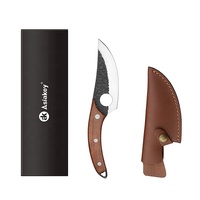 Couteau de chef serbe de cuisine, 5,5 pouces, forgé à la main, en acier inoxydable pleine longueur, manche en bois de rose, revêtement antiadhésif