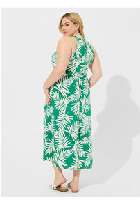 Vestido Maxi sin Mangas Estilo Francés para Mujer de Talla Grande con Cuello Halter y Estampado de Hojas Verdes - Elegante para <span class=keywords><strong>Chicas</strong></span> Curvilíneas - Product Image 2