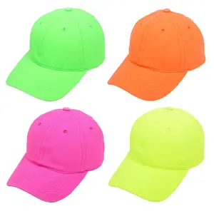 Wholesale Fluorescent Color Non-Constructed Baseball Cap 100% Cotton Blank Custom Logo Sports Hat