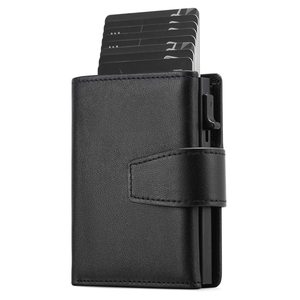 Men's RFID Folding <b>Wallet</b> Small Genuine Leather Automatic Card Ejector Business Card <b>Holder</b> Everyday Use - Product Image 5