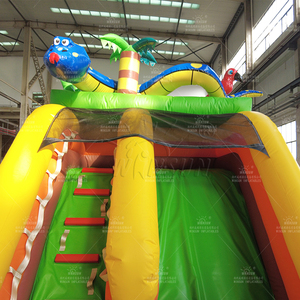 WINSUN Casa de Brinco Inflable Gigante con Diseño de Panda y Jungla, con Pared de Escalada y Decoración de Loro, para Fiestas Infantiles al Aire Libre y Alquiler Comercial - Product Image 5