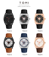 Jam Tangan Pria TOMI T112 Berkualitas Tinggi, Model Terbaru, Quartz, Tali Kulit, Pembelian Grosir, Dilengkapi Kalender