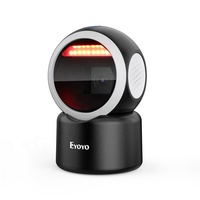 Eyoyo Pemindai Kode Batang Desktop 2D, Pemindai Kode Batang QR 1D, Hands-Free Omnidirectional dengan Layar Pemindai Sensor Otomatis