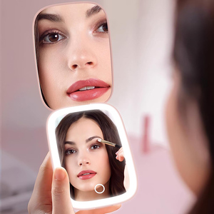 M36 xách tay mini đôi bên nhỏ gọn đèn <span class=keywords><strong>Led</strong></span> Túi gương mỹ phẩm với 3x Magnifying - Product Image 6