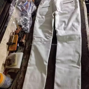 Pantalon blanc en cuir véritable pour homme - Product Image 1