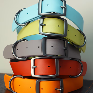 Collares de perro de cuero vegano coloridos de moda con hebillas de Metal, corbatas ajustables duraderas de PVC para mascotas para perros, gran oferta de alta calidad - Product Image 2