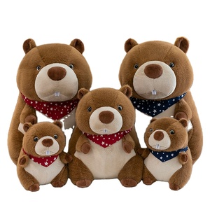 Simpatici giocattoli di peluche castoro con bandane a motivi stellari, morbide bambole di peluche per bambini e giocattoli di peluche per decorazioni per la casa - Product Image 1
