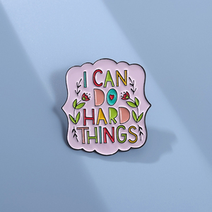 Broche en émail avec inscription colorée « Je peux faire des choses difficiles », déclaration positive, badge pour sac à dos, accessoires vestimentaires, cadeau, bijoux pour amis - Product Image 4