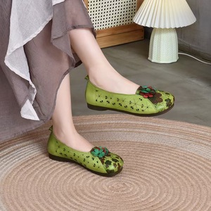 Zapatos de Mujer de Cuero Genuino Primavera-Verano 2025, Piel de Vacuno de Primera Capa, Tacón Bajo, Punta Abierta, Estilo Retro, Cómodos y Fáciles de Poner - Product Image 4