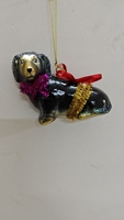 Décoration de Noël en verre, cône de pin et loup suspendu