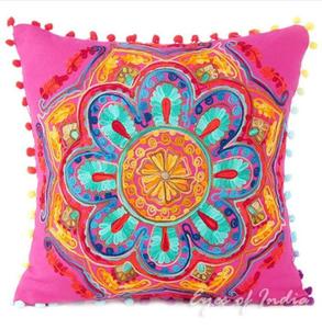 Vintage-Style Handmade Covers Cushion Pillows Hand Patchwork Cotton <b>Floor</b> Pillow with Tassels - Product Image 2