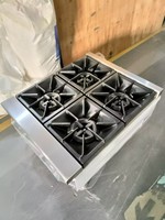 Comptoir de cuisson au gaz Qian-mai à 4 brûleurs en acier inoxydable pour cuisines de restaurants et d'hôtels, compatible GPL/GN, puissance 6,5 kW*4